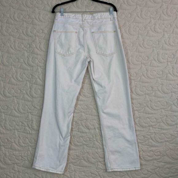 MNG Denim White Mom Jeans Button Fly Relaxed Fit Size 8 - Picture 3 of 13